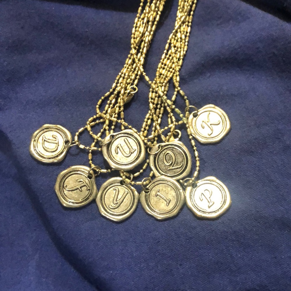 Silver initial charm necklace 16”